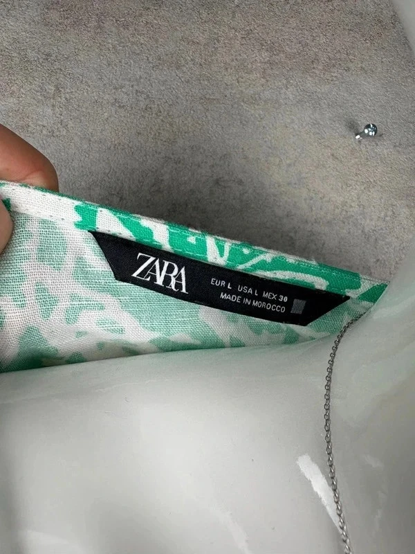 🌸 Green patterned linen and cotton dress ZARA Size 40/L 🌸 – photo 4